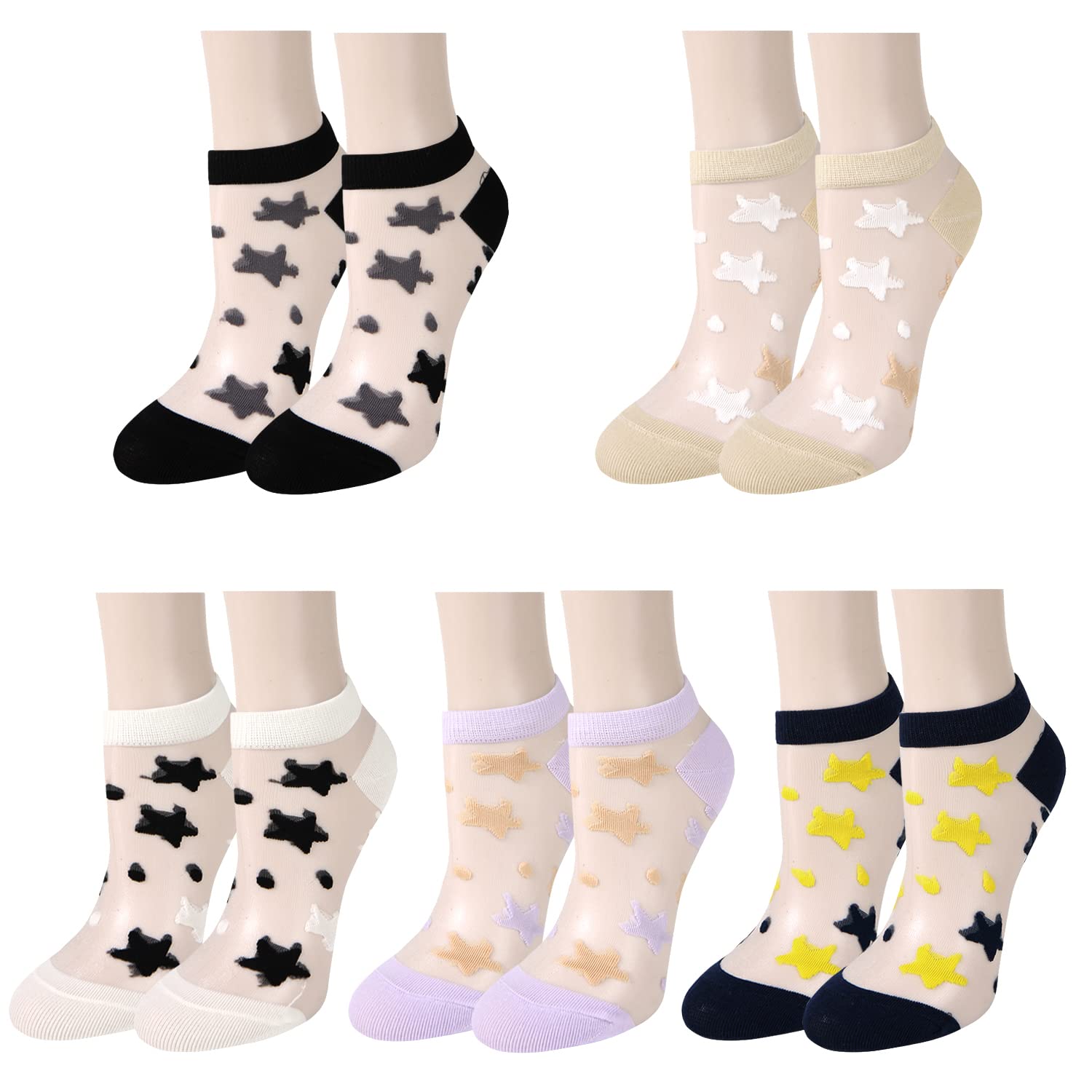 Benefeet Sox Womens Girls Sheer Socks Lace Mesh Ankle Socks Transparent See Through Short Sock Ultra Thin Nylon Summer Sock