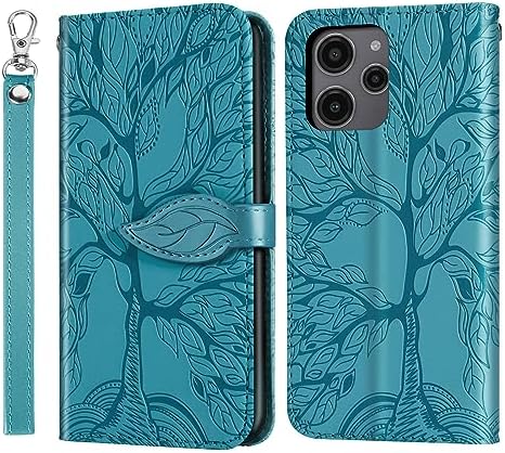 Etui Rostsant Xiaomi Poco X5 / Redmi Note 12 5G wytłoczone drzewo PU skórzane Redmi Note 12 5G portfel z klapką dla Xiaomi Redmi Note 12 5G / Xiaomi Poco X5 5G - Niebieski