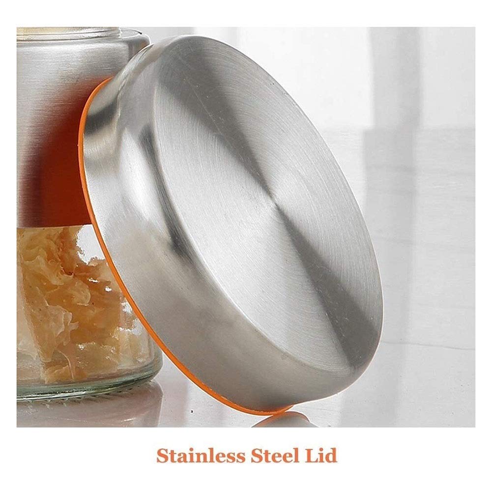 Contenitori Alimentari per Cereali Set Set di Contenitori Ermetici in 3 Pezzi for Il Bancone della Cucina, Contenitori for Alimenti in Vetro con Coperchi-Acciaio Inossidabile 304,Organizzazione della