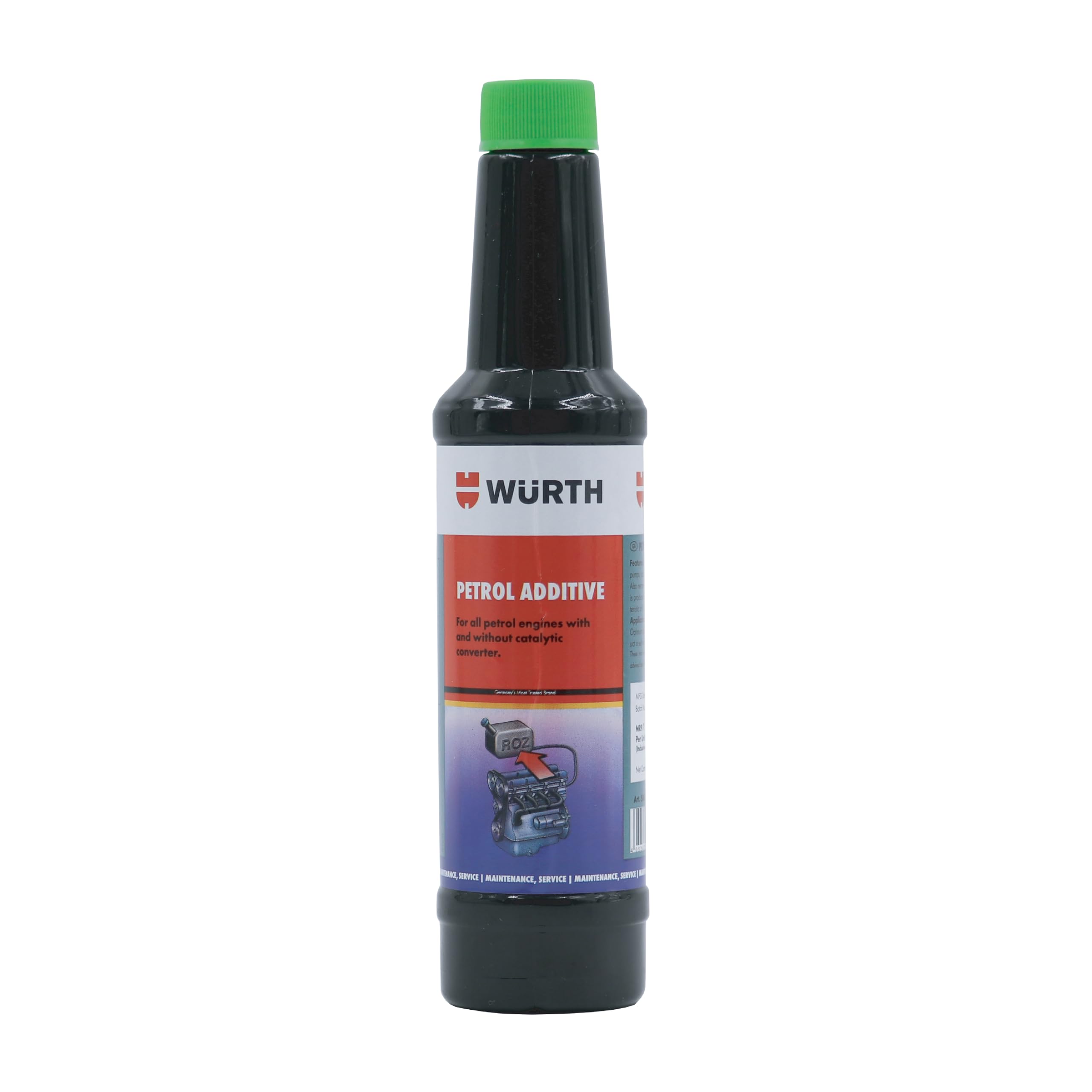 Wuerth Petrol Additive 250ml – German Engineered | Fuel Efficiency Booster & Engine Cleaner | Prevents Rust, Improves Mileage & Reduces Emissions | Safe for E10 Fuel |Treats 50L Petrol