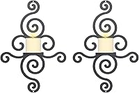 OYEFLY 2-Pack Black Metal Wall Candle Sconces - Elegant Swirling Decor for Living Room, Bedroom, Garden