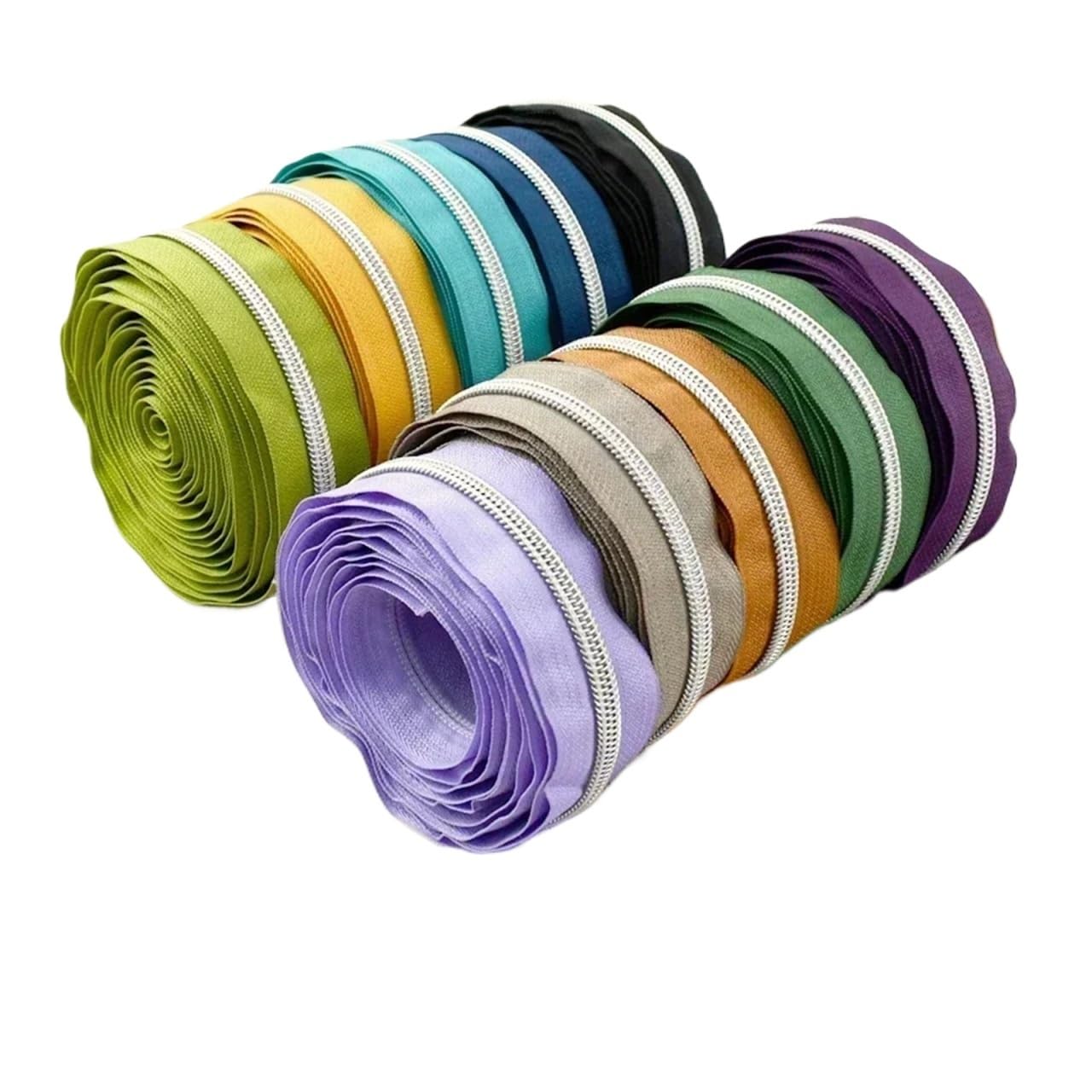 Aqxypas 1-10M 5# Chiusure lampo in nylon for scarpe da borsa Abbigliamento Rotolo di plastica Cerniera al metro Decor Cerniere Kit di riparazione Accessori for cucire fai da te(259-Silver,5Meters)