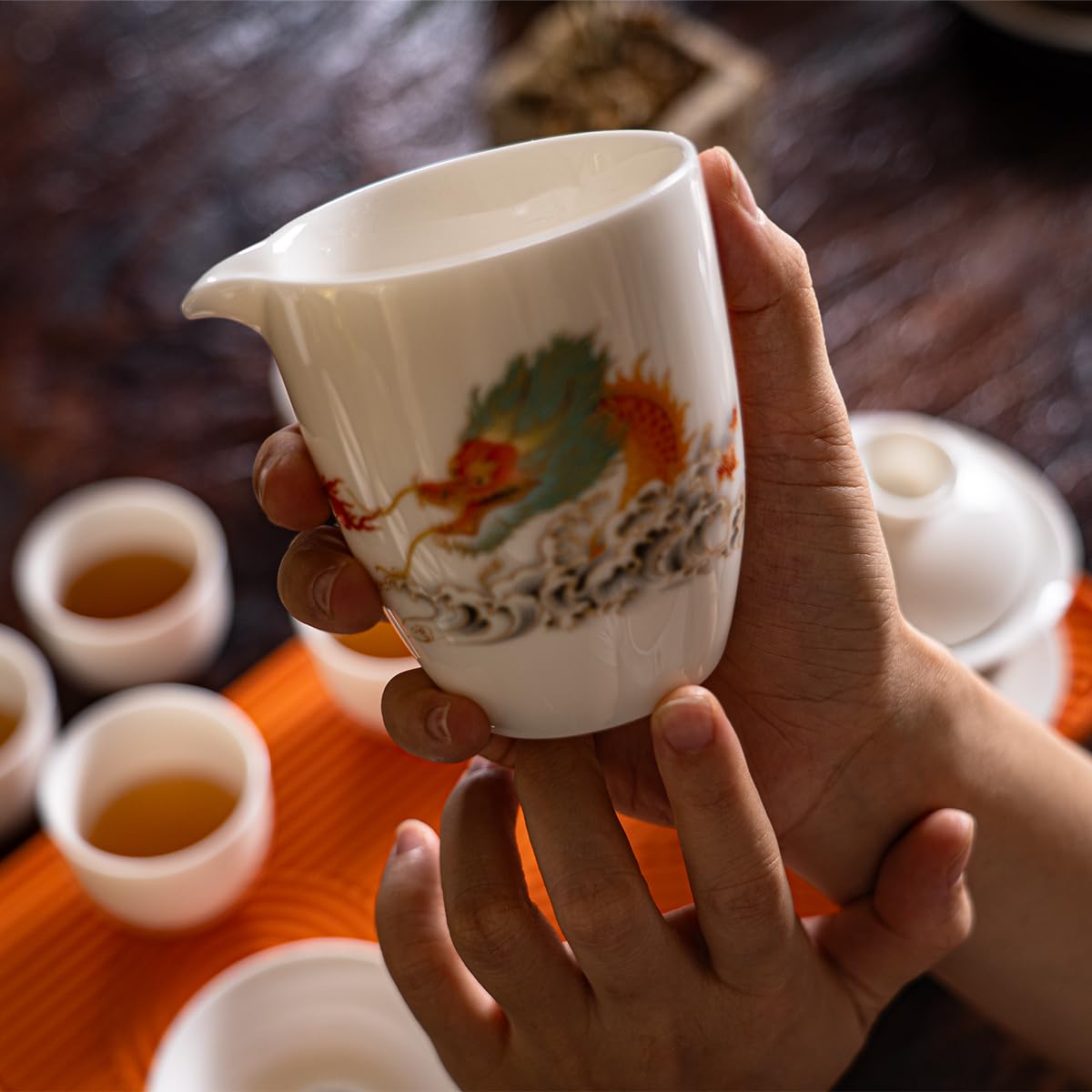 Zestaw do herbaty Gaiwan Gongfu, chiński zestaw do herbaty Gongfu, biały ceramiczny zestaw do herbaty dla dorosłych Azjatów, 6 filiżanek, odpowiedni na małe spotkania, do domu i biura, na prezent.