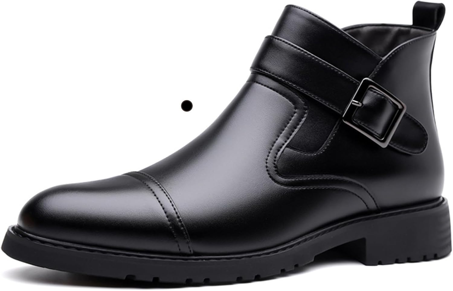 Men's Leather Low Heel Dress Chelsea Ankle Boots Fashion Side Zipper Comfort Cap Toe Non-Slip Block Heel Winter Warm Boots Formal Business Wedding Evening Monk Strap Chukka Boots