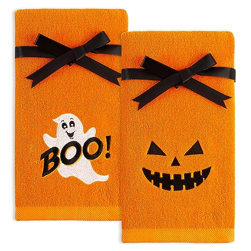 Quera 2 Pack Halloween Hand Towels 100% Cotton Embroidered Premium Luxury Decor Bathroom Decorative Dish Towels Set For Drying cover