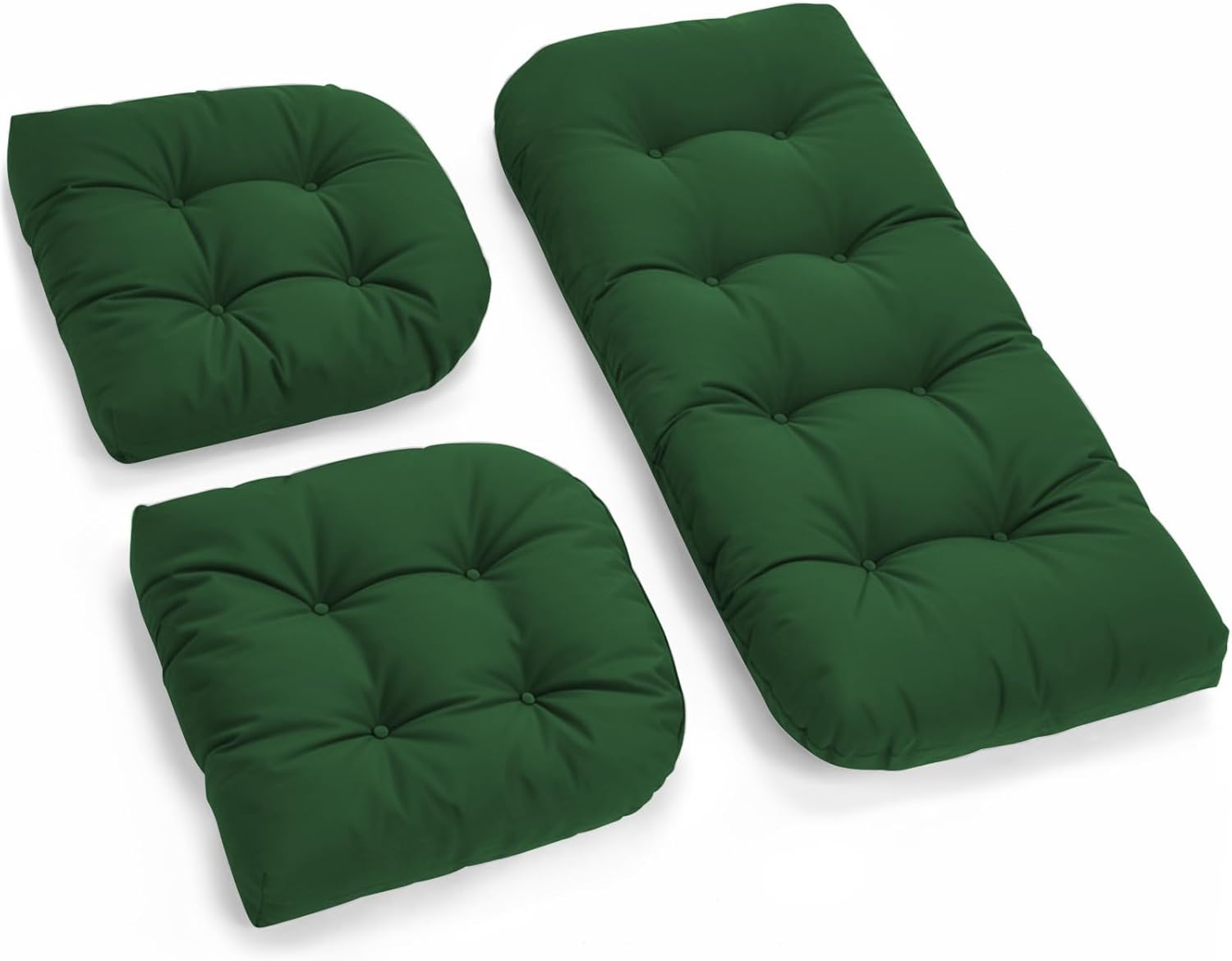 Photo 1 of  All Weather Outdoor Wicker Chair Cushions of 3 Pieces, Waterproof Outdoor Wicker Chair Cushion for Patio Furniture Loveseat Settee Bench, 1 Loveseat and 2 U-Shaped Thickened Cushions, Green 