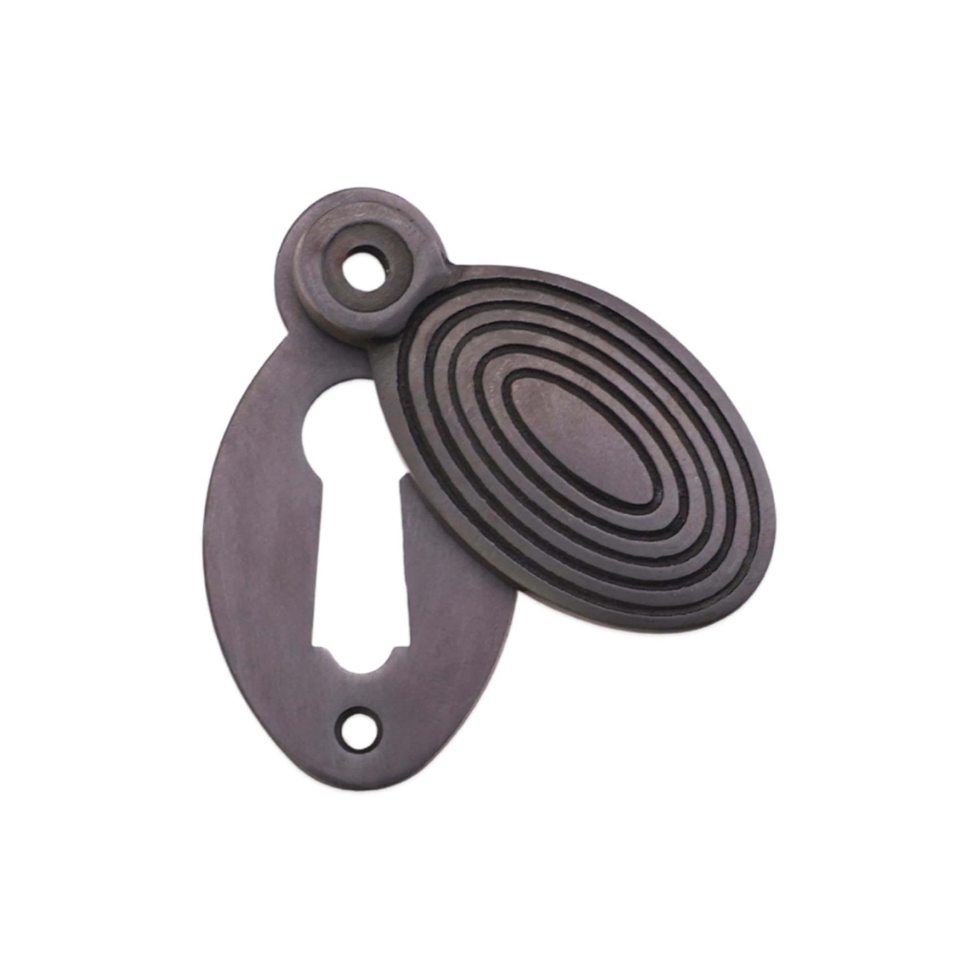 Oval Shaped Beehive/Reeded Door Lock Keyhole Escutcheons in Various Finishes (Aged Bronze)