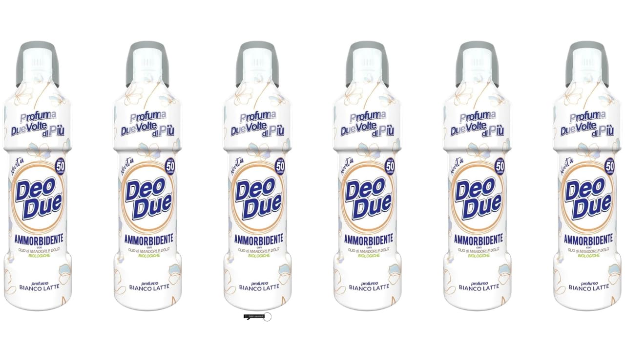 DEO DUE - Ammorbidente concentrato bianco latte, per tutti i vestiti, 50 lavaggi, 1 litro, con portachiavi Italy Shop Service incluso