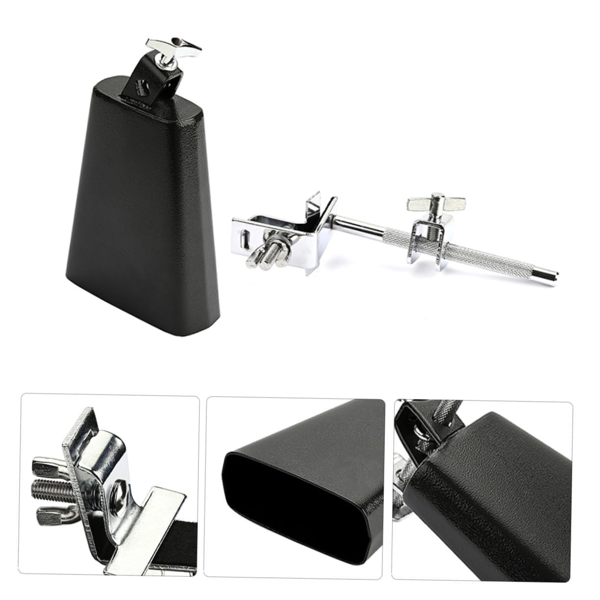 Cencerro de Percusión Metálico Negro Wc51b para Batería, 1 Juego