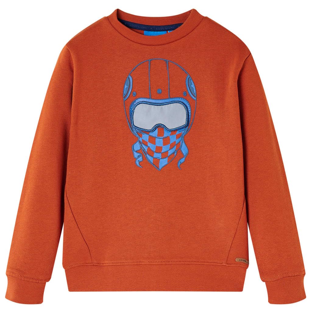 Felpa per bambini marrone ruggine in cotone con scollo rotondo, maniche lunghe, taglia 140, per ragazzi e ragazze, per tutti i giorni, sport, scuola, autunno, inverno, comoda, morbida
