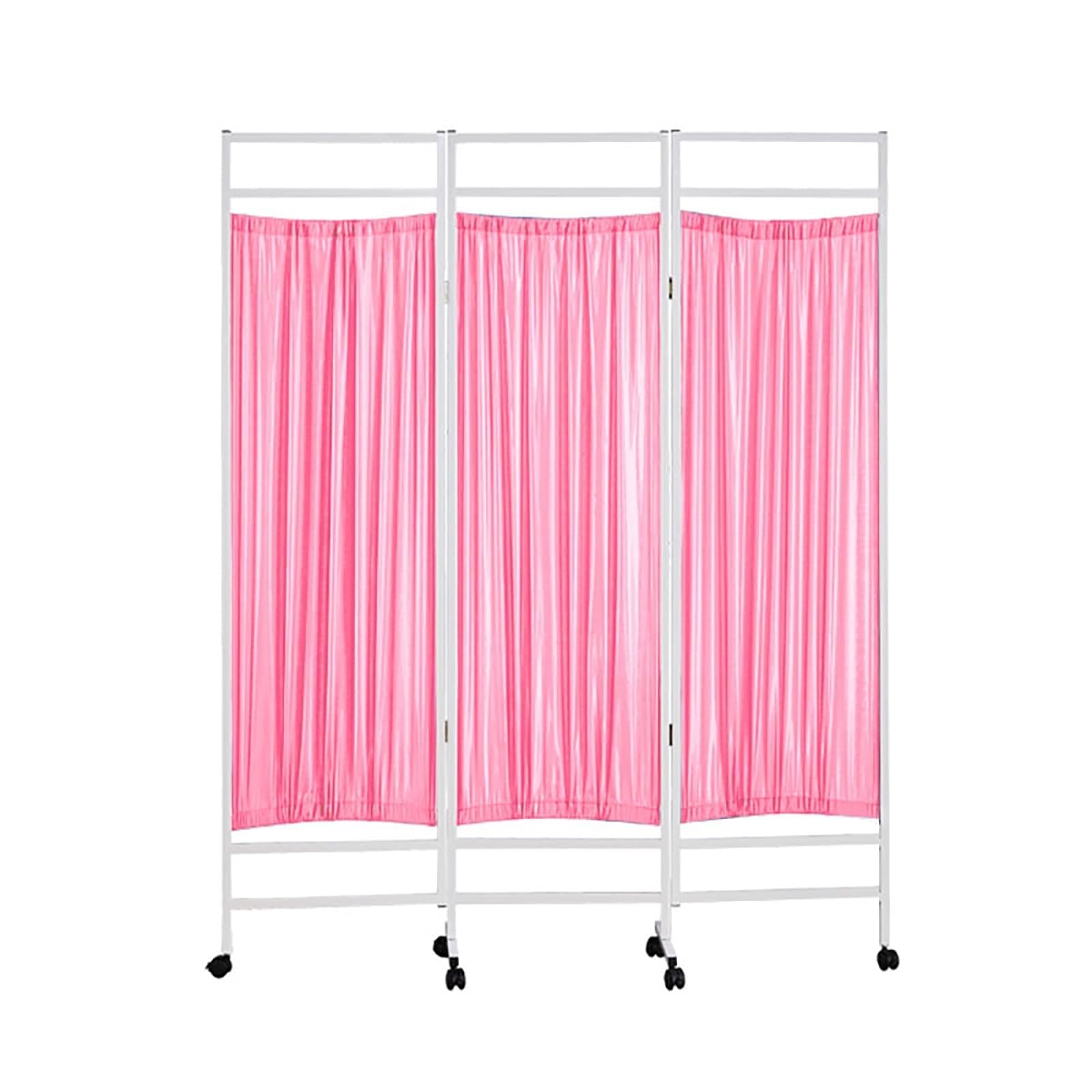 Paravent médical rétractable rose séparateur de pièce 3 panneaux