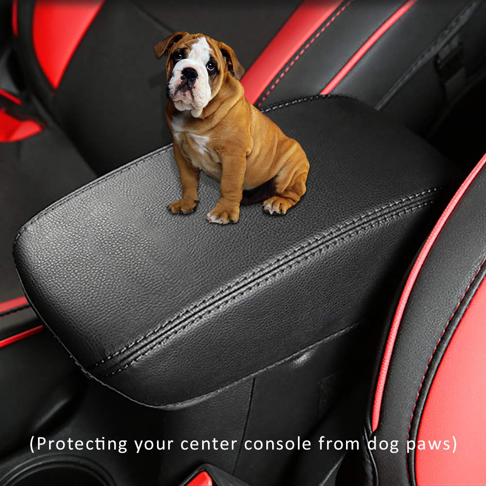 Fit Jeep Compass 2017 2018 2019 2020 2021 Center Console Lid Armrest Cover Leather Pad Cushion Protector Car Interior Pet Anti-Scratch Black