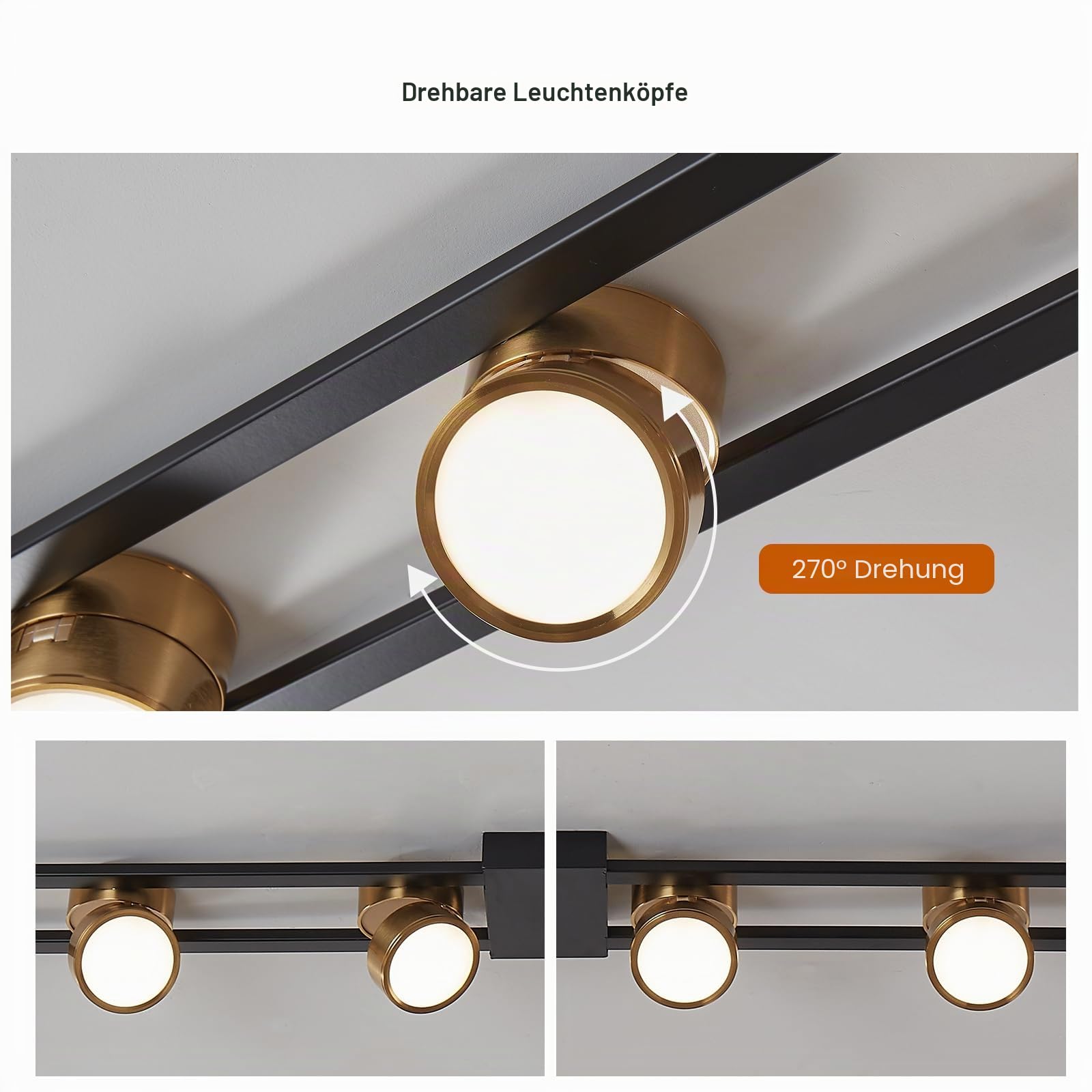 GEADI Modern Deckenlampe 123CM, 72W Dimmbar LED Deckenleuchte mit Fernbedienung, Einstellbar 6 Flammig Küchenlampe Schwarz, Lang Deckenstrahlerleuchte für Wohnzimmer, Schlafzimmer, Esstisch, Flur
