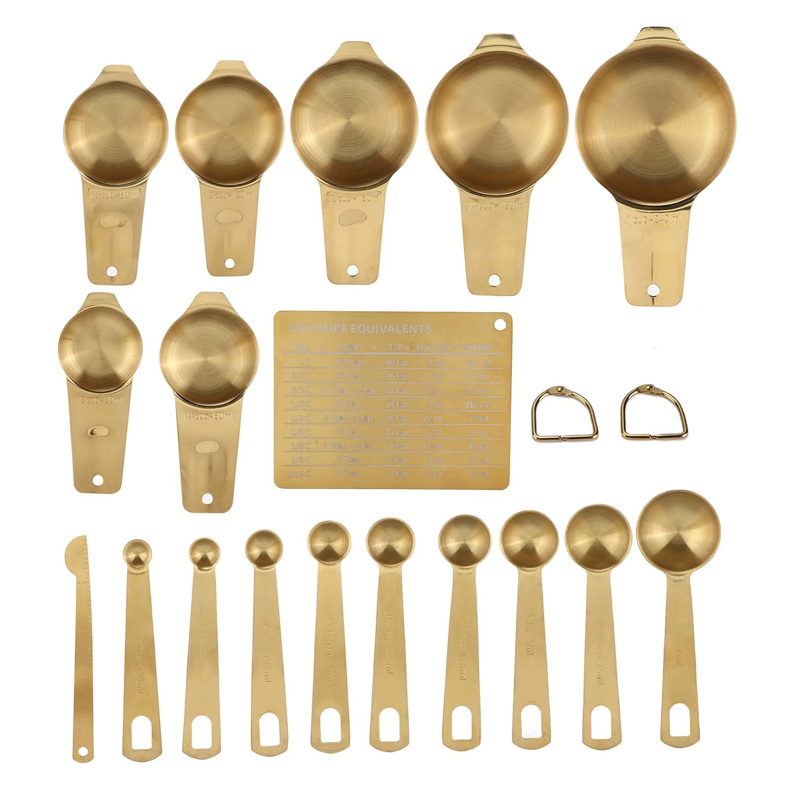 18PCS Messbecher Set, Messbecher Edelstahl Gold Kaffeelöffel Cup Set Backwaage Löffel Spülmaschinenfest Messlöffel Set