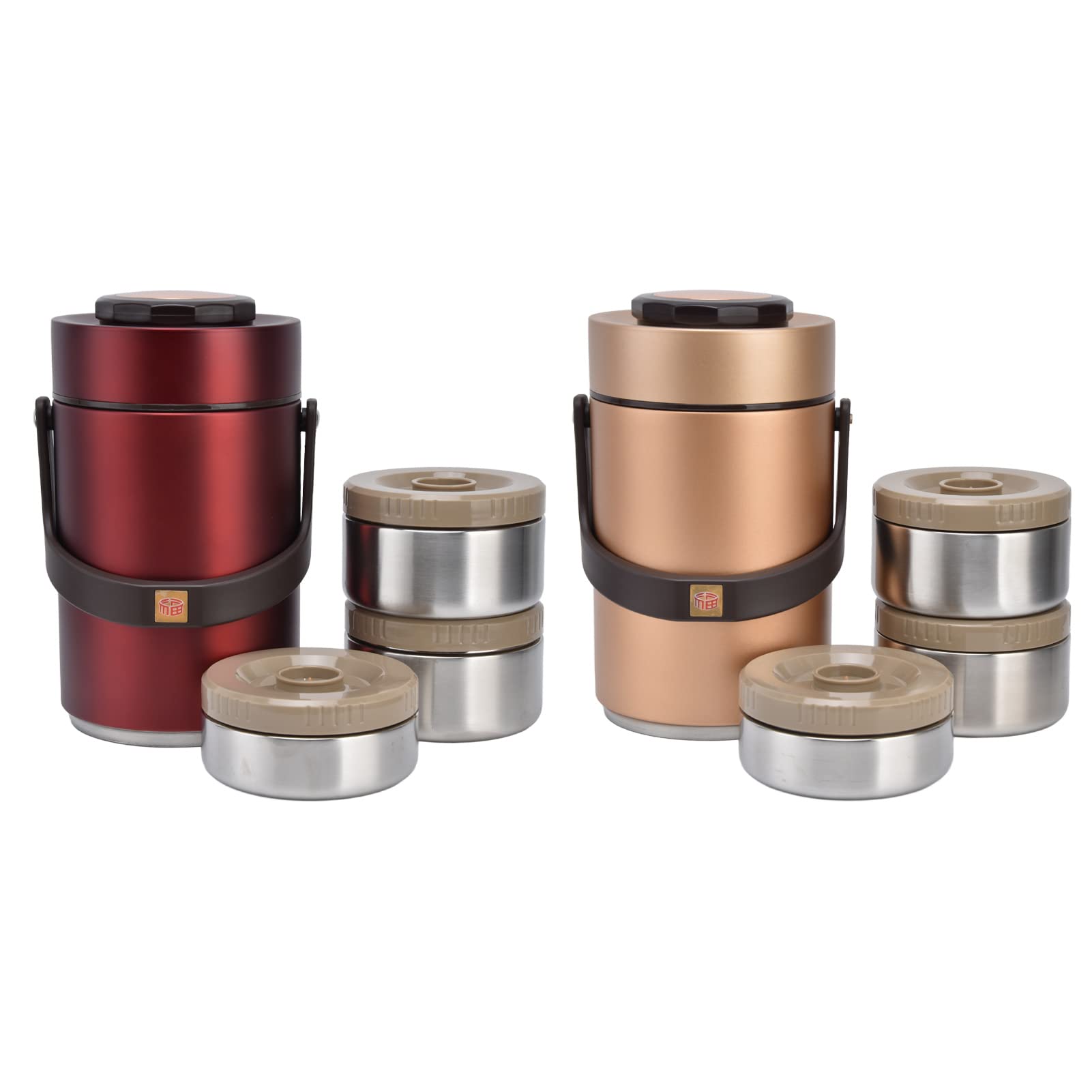 fiambrera de acero inoxidable 304,Tarro de comida aislado al vac¨ªo, fiambrera de 2,3 l y 9,6 pulgadas de altura, fiambrera no t¨®xica y a prueba de fugas, almacenamiento de almuerzo para picnic(Oro)