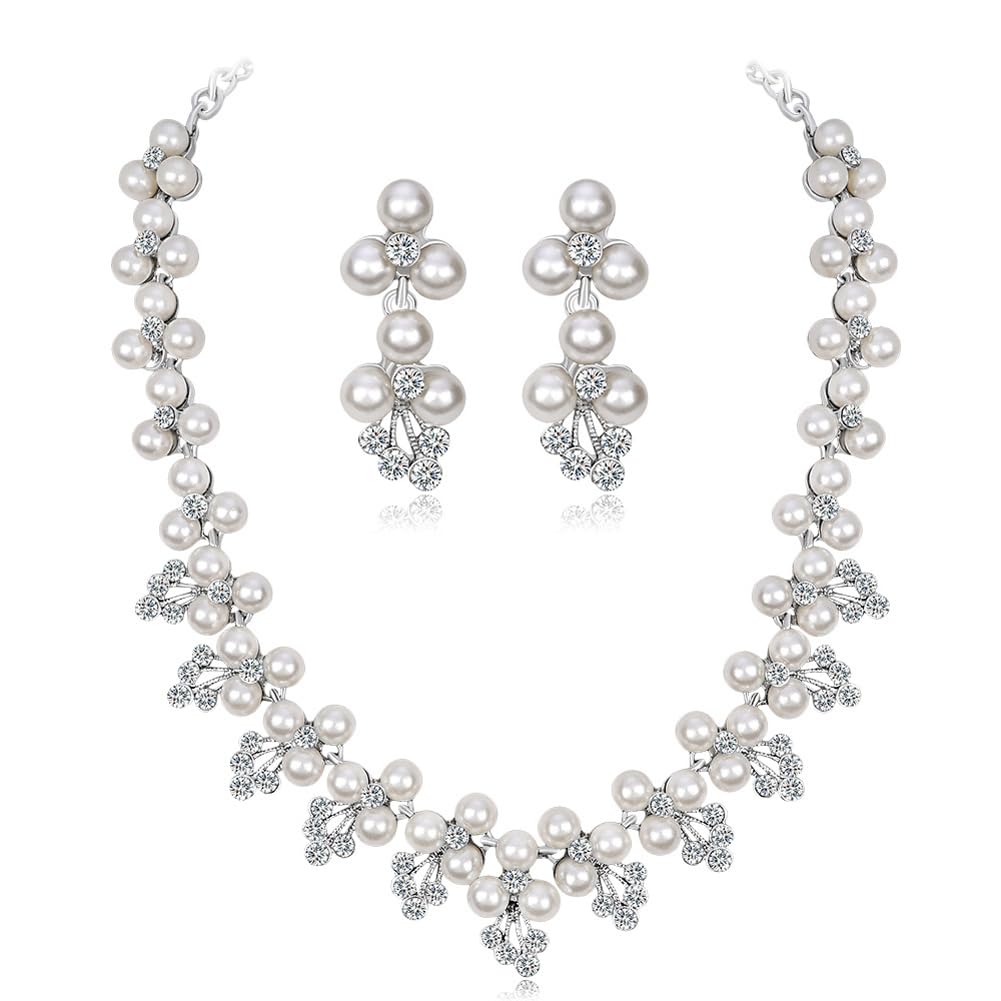 Shining Diva Fashion Latest Stylish Design Silver Plated Fancy Pearl Necklace Jewellery Set for Women (15220s) (B0CV4YNV6M) Amazon Price History, Amazon Price Tracker