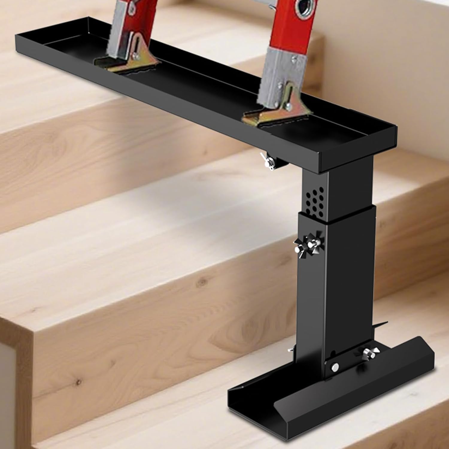 Nivelador de escalera Pro, estabilizador de escalera resistente para escaleras, longitud ajustable de 17 a 31.5 pulgadas y rango de altura de 11 a 18 pulgadas, se adapta a escaleras de hasta 30
