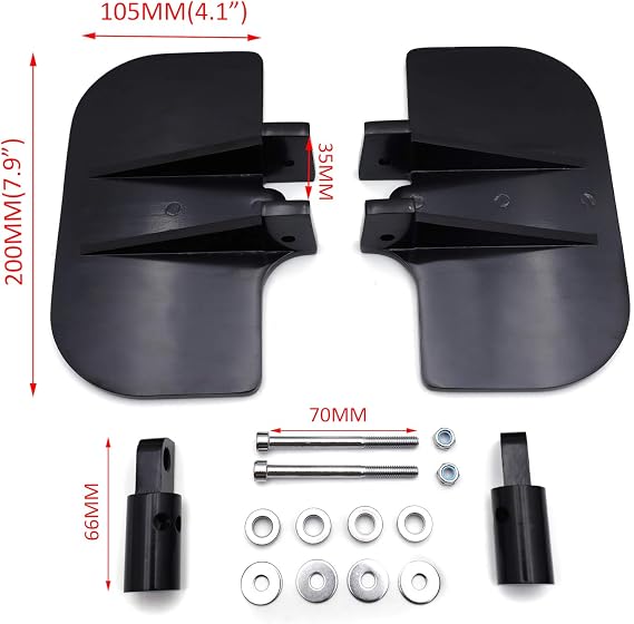 HK MOTO HongK- Motorcycle Black Passenger Mini Floorboards Rear Footboards Foot Rest Pegs Mounts Compatible With H-D Dyna Fat Bob Low Rider Street Bob Super Glide [PN: MT216-070-BK]