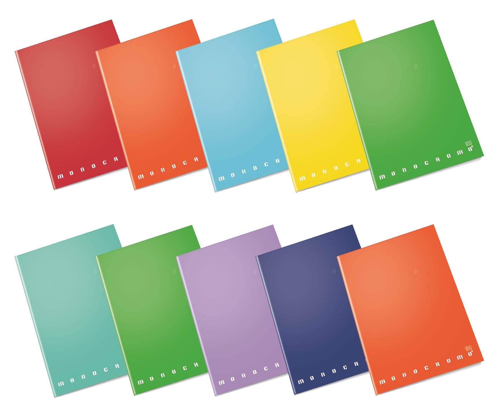 Pigna, Maxi Monochrom Notizbuch Das Original, A4, 100 g/qm, 72 Seiten + Deckblatt, Hardcover, glänzend kunststoffbeschichtet, innen 10, quadratisch 1 cm, farblich sortiert, 10