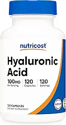 Nutricost Cápsulas de Ácido Hialurônico 100mg, 120 cápsulas vegetarianas - Sem glúten, Não OGM