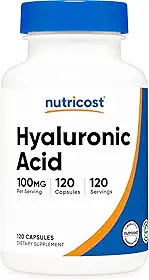 Nutricost Cápsulas de Ácido Hialurônico 100mg, 120 cápsulas vegetarianas - Sem glúten, Não OGM