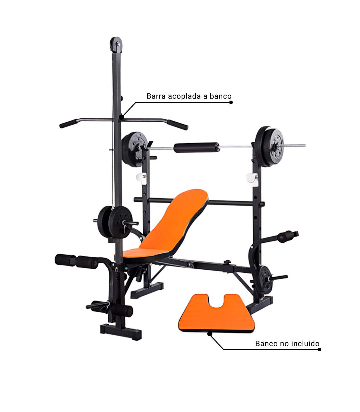 Wonduu Multiestación Barra para Banco De Musculación Multifunción