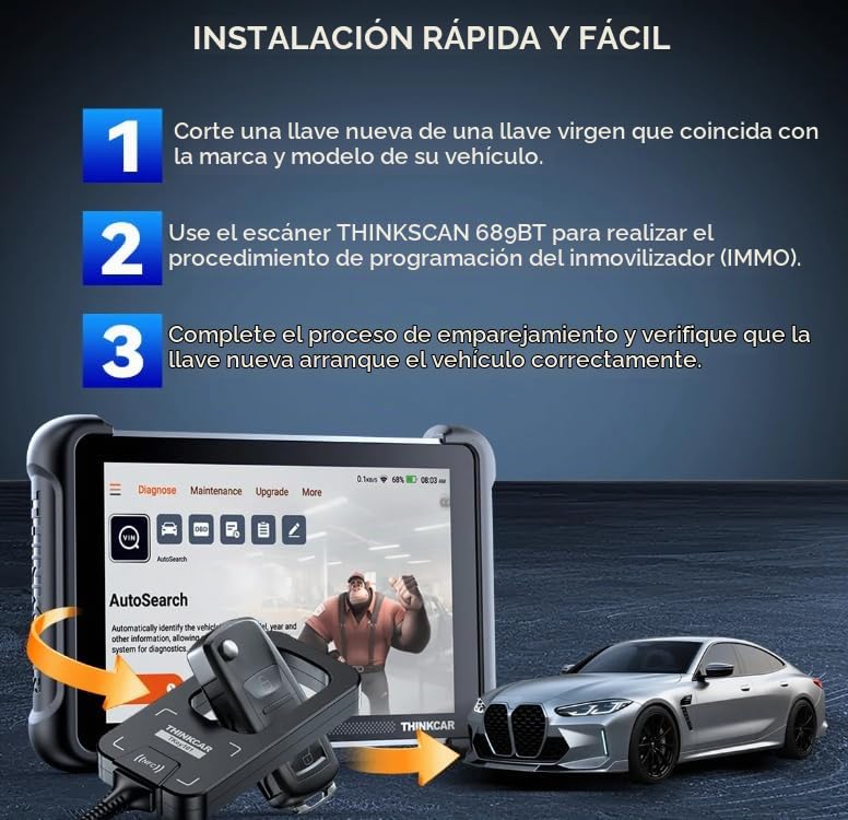 TKEY 101 - Equipo programador universal de llaves de coche con 6 llaves remotas compatibles con sistemas antirrobo