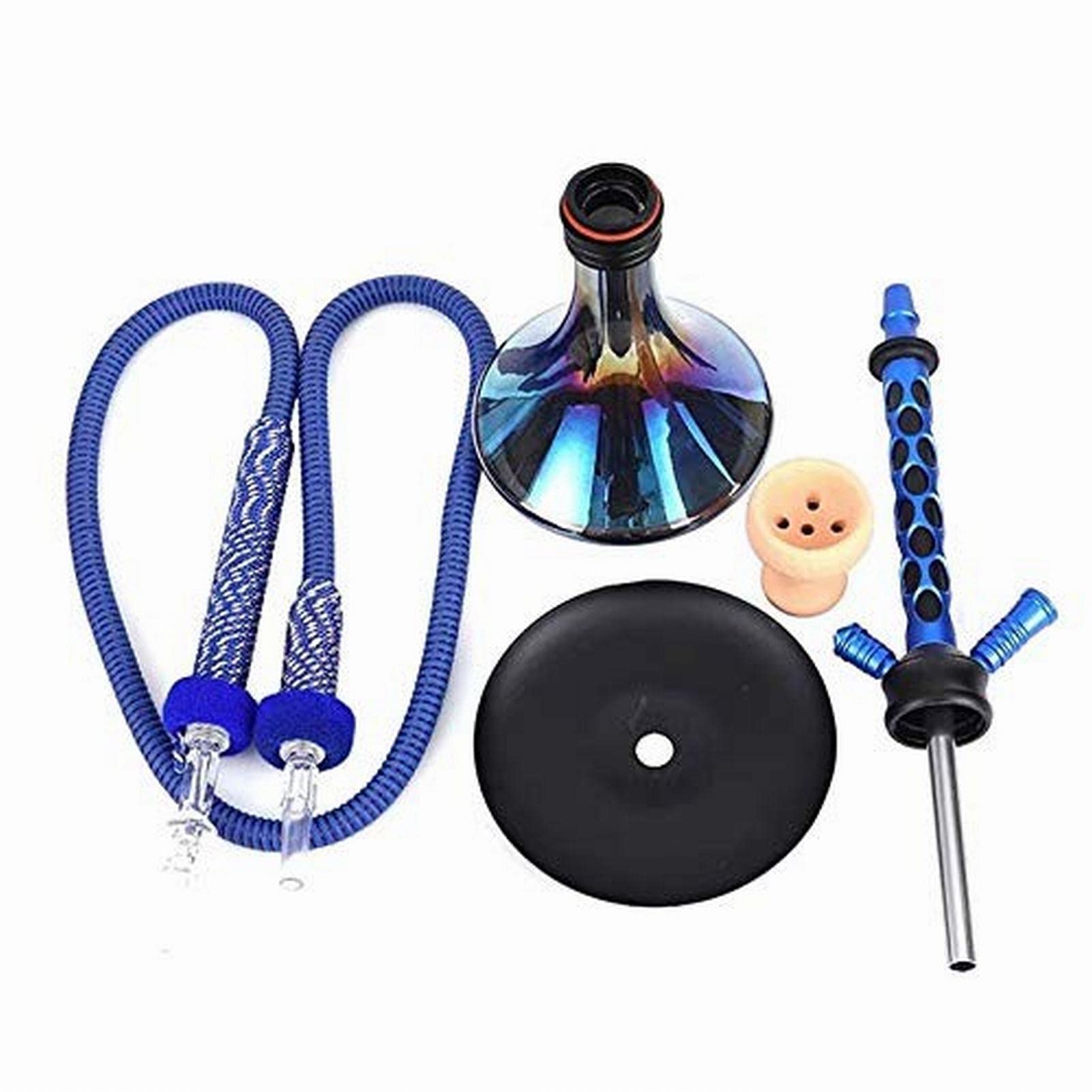 Hookah de doble tubería de doble tubería, conjunto de casquías de gancho de cristal, conjunto de copa de nariz portátil, adecuado para familias, hoteles, bares, club