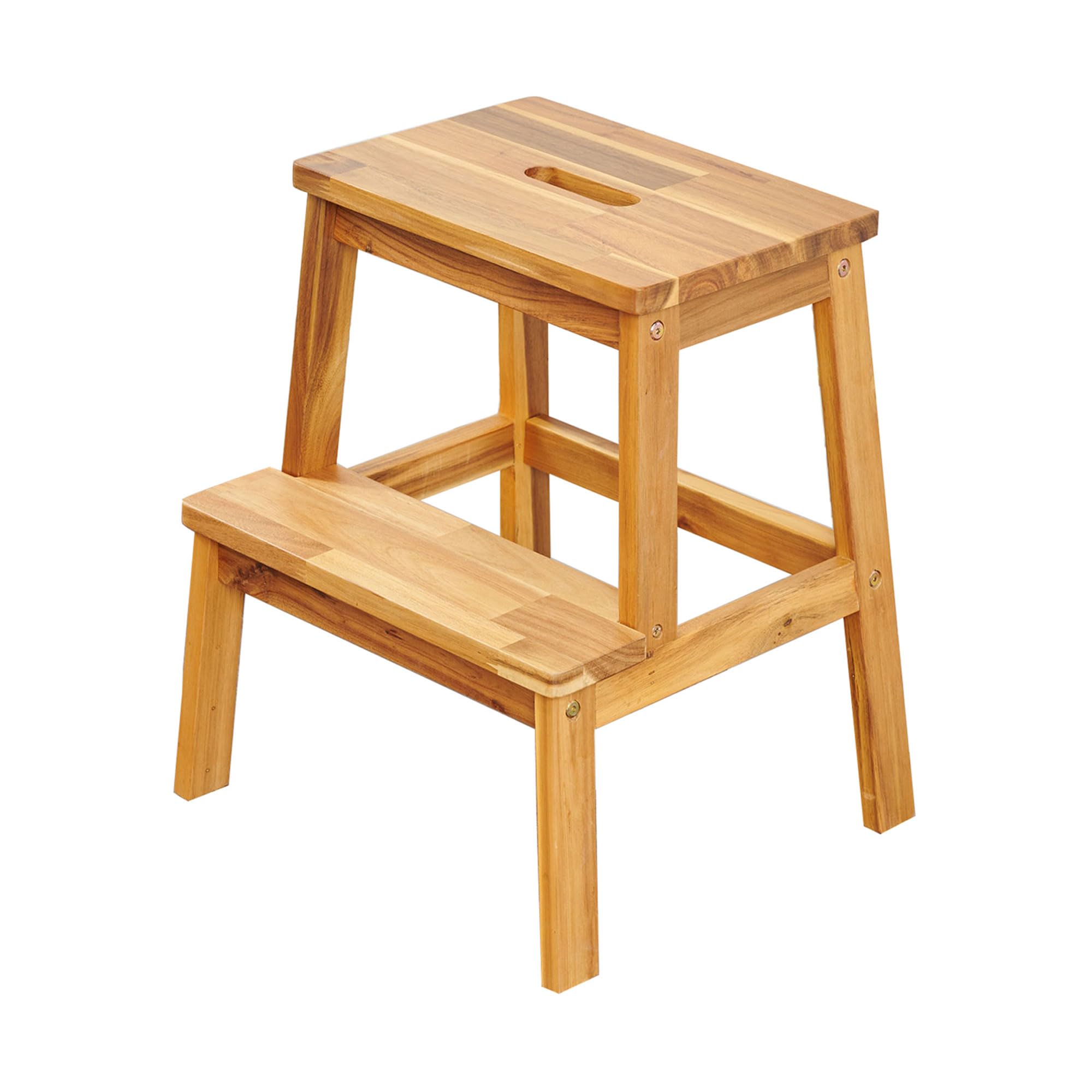 Lestar Wooden Step Stool, Solid Wood Bed Step Stool, Kids Multi-Purpose 2 Step Stool for Kitchen, Bed, Bathroom