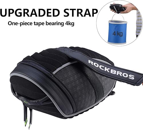 Vista 2 de ROCKBROS Bolsa de Asiento para Bicicleta, Bolsa de Sillín Bajo el Asiento con Cáscara 3D para Bicicletas de Montaña y Carretera, Negra