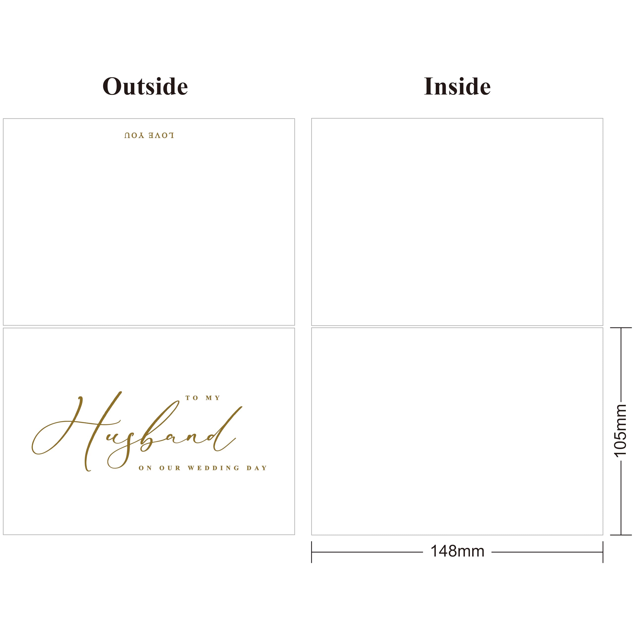 LADY&HOME Set of 2 Wedding Day Cards with Foil Accents and Envelopes,To My Bride On Our Wedding Day Card,To My Groom On Our Wedding Day Card (C2: Husband & Wife) - Image 2