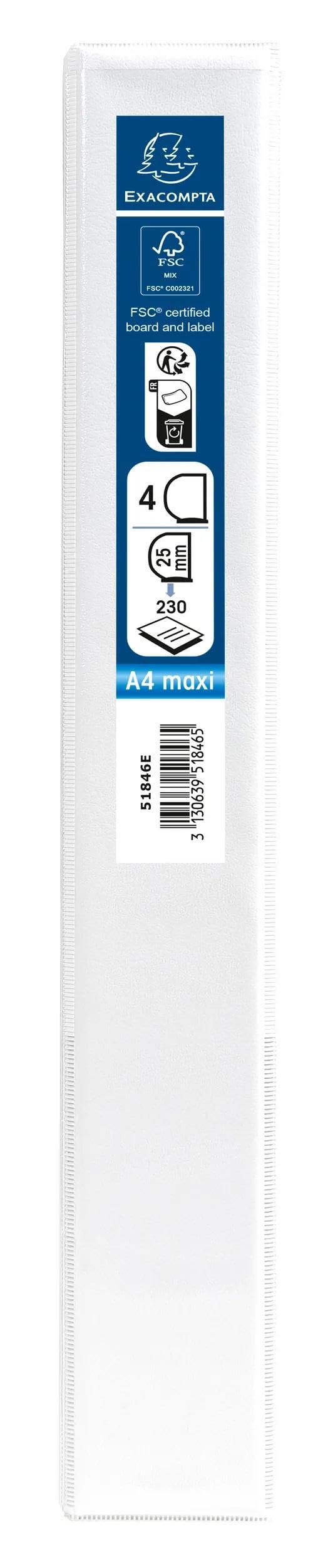 Exacompta 10 Classeurs Personnalisables 3 Poches A4 4 Anneaux Blanc
