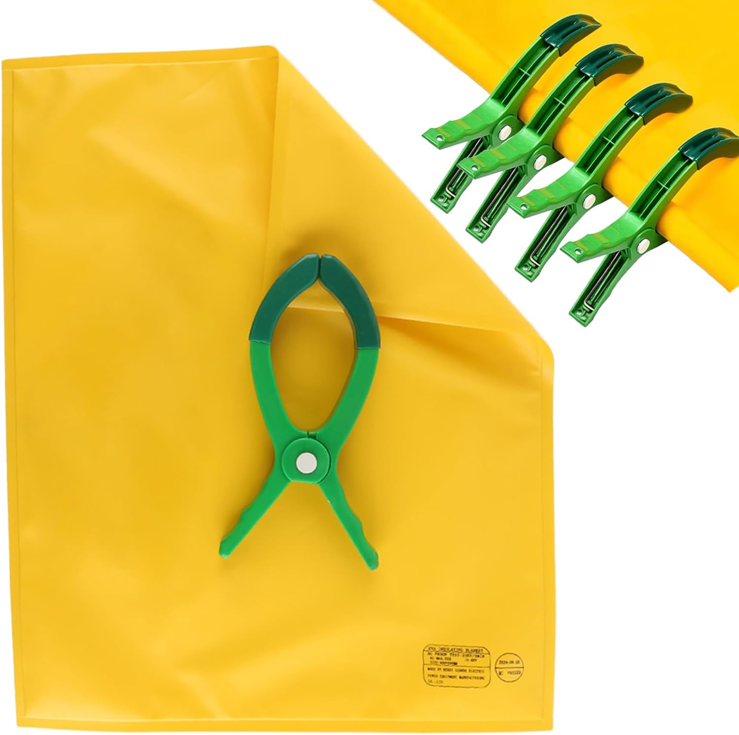 2' x 2.6' Voltage Insulating Blanket 17KV, High/ Low Voltage Electric Insulated Blanket with 4 Pcs Insulation Clamp, for Around Substations/ Distribution Room, Yellow (23 3/5" × 31 1/2")
