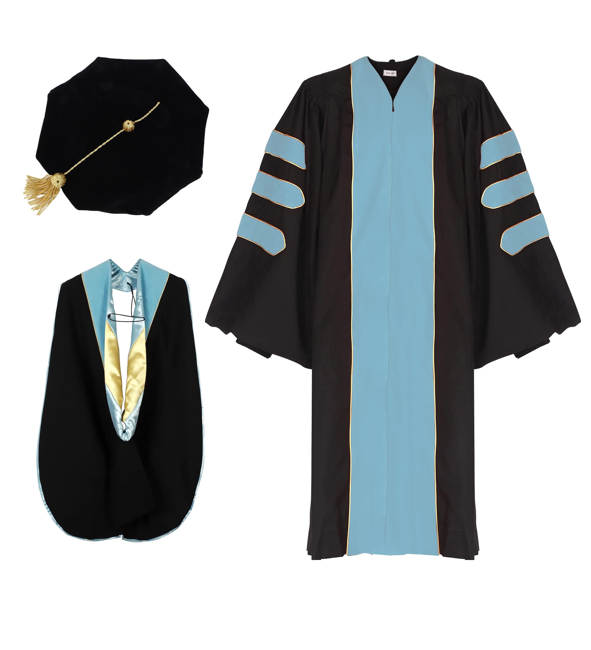Ariro Unisex Deluxe Doctoral Graduation Gown and Doctoral Hood 8 Sided Tam Package