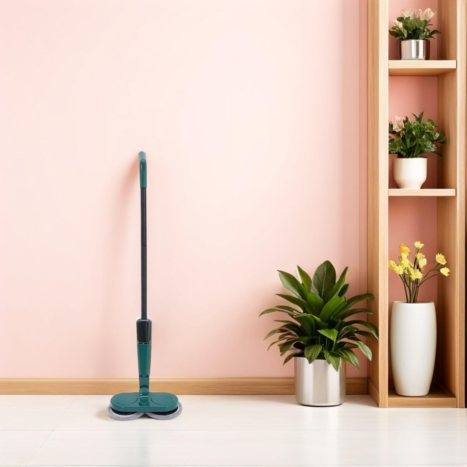 TOYANDONA Mopa Eléctrica Inalámbrica Verde S5 con Depósito de Agua, Limpiador de Pisos Eléctrico Rotativo y Recargable, Trapeador Doméstico para Limpieza de Suelos de Madera y Baldosas