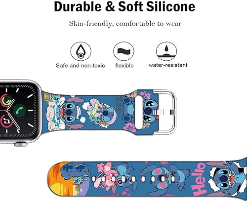 Miniatura 3 de Sjiangqiao Compatible con Apple Watch Band Stitch Holiday Pink Couple de 1.929 in1.811 in1.772 in1.732 in1.654 in (Serie 3 2 1) Correa mágica de