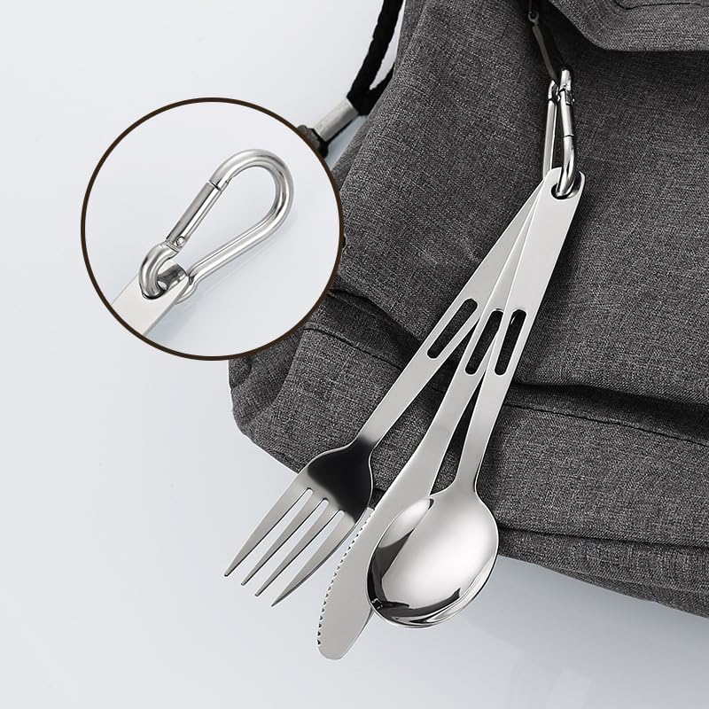 Flatware Silverware Set, 3 Piece Set Of Stainless Steel Portable Tableware, Knife, Fork And Spoon, Outdoor Camping Gift, Student Cloth Bag Tableware Set, Tableware Cutlery Set(8Set)