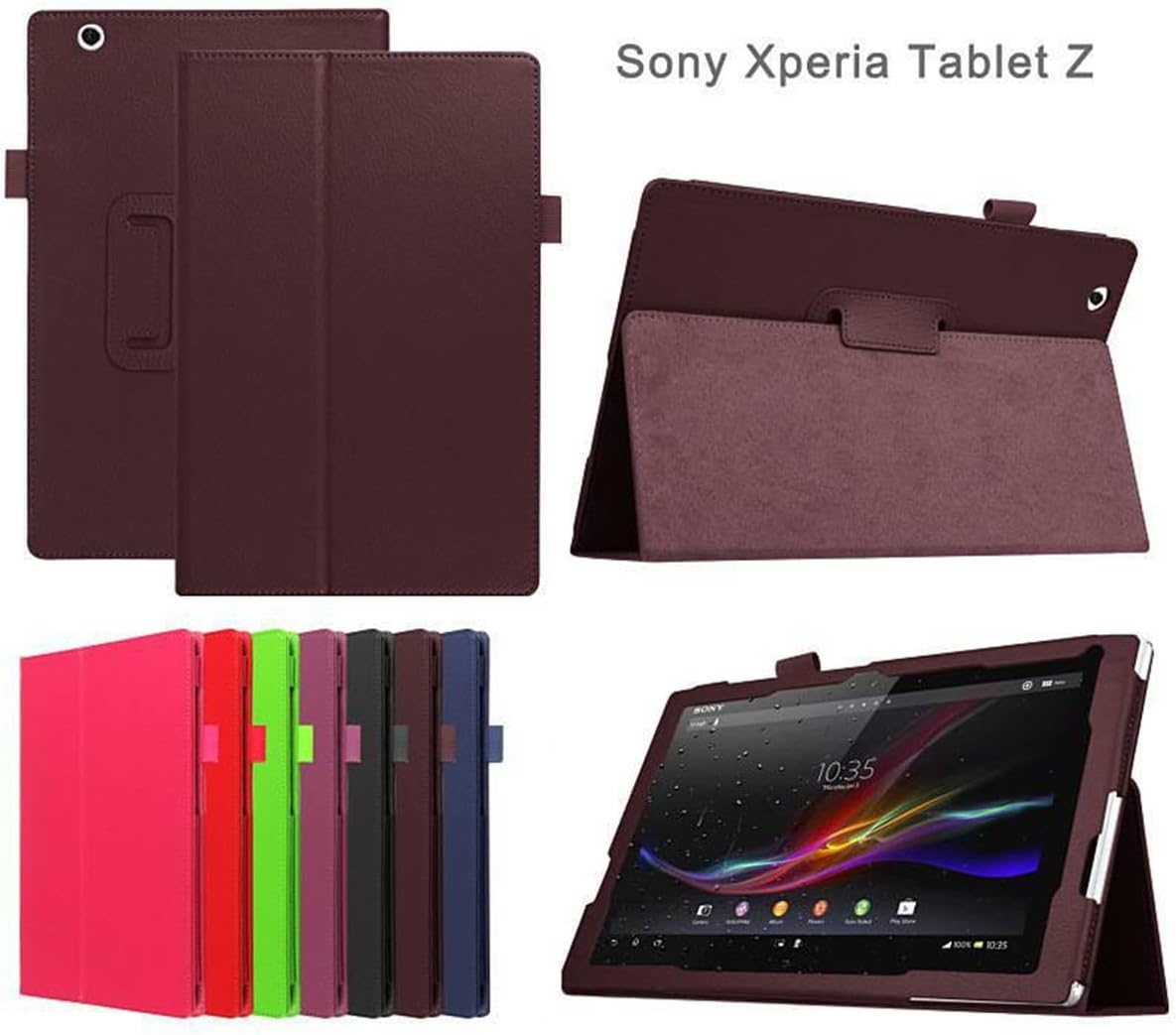 Compatible with Case for Sony Xperia Tablet Z - 10.1 inch Tablet , Ultra Slim Lightweight TPU Leather Cover Case with Stand Shockproof Rugged Case with Auto Sleep/Wake (Purple)