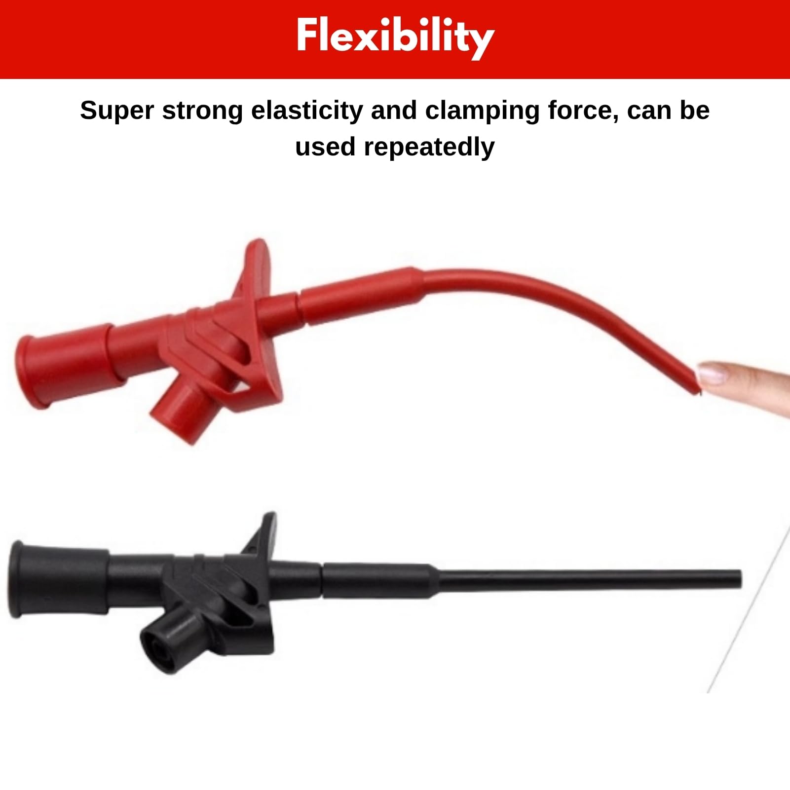 Jadeshay Sonde de Test Multimetre, 2 Pièces Pince Crocodile Multimetre Flexible Haute Tension isolée Pince de Crochet de Test Professionnel Rapide P-5004