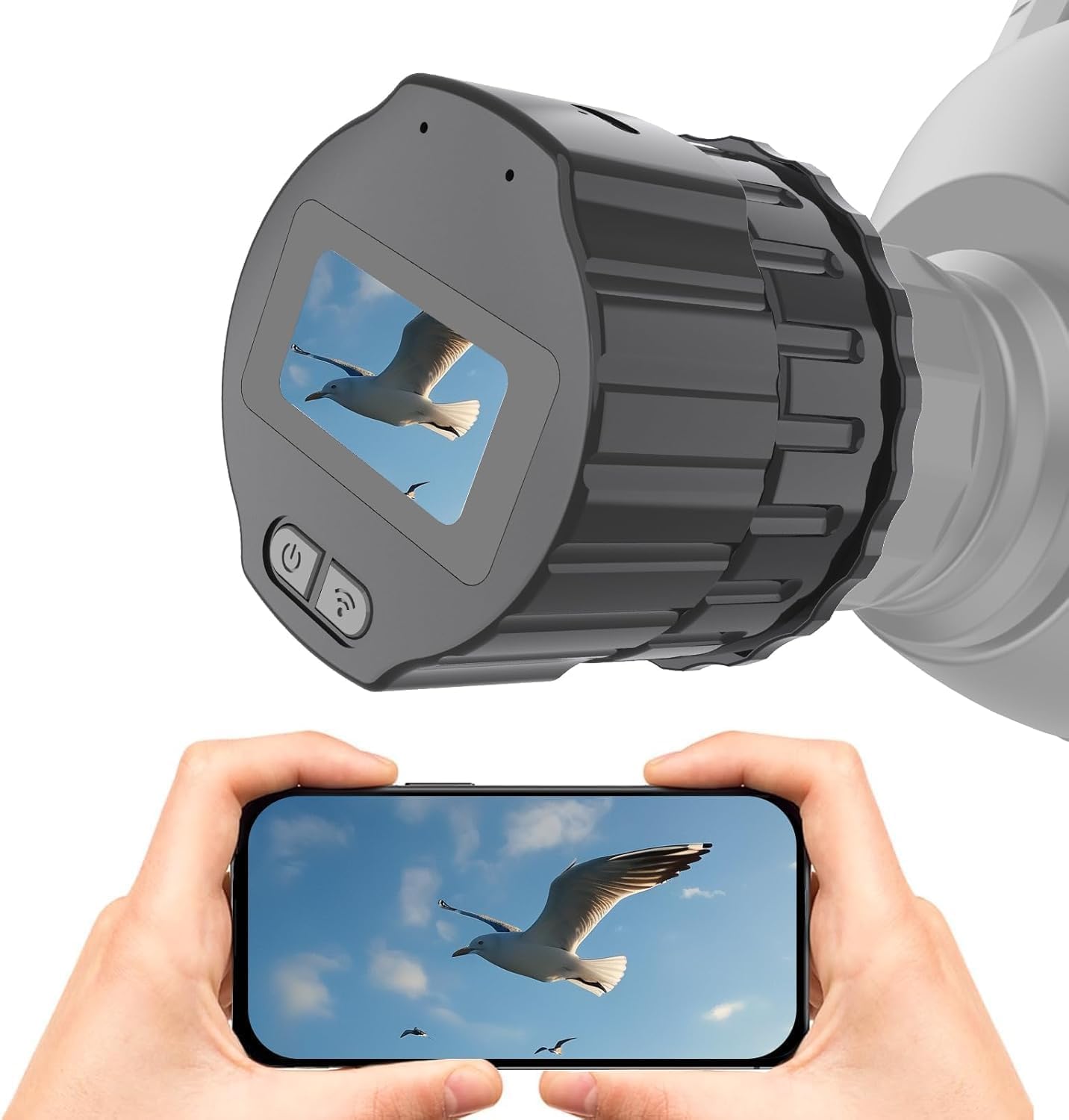Cámara telescópica digital de 64 GB: grabación de video 2K, accesorio de microscopio telescópico WiFi, adaptador ocular de 25-50 mm, soporte de pantalla, control de aplicación, perfecto para
