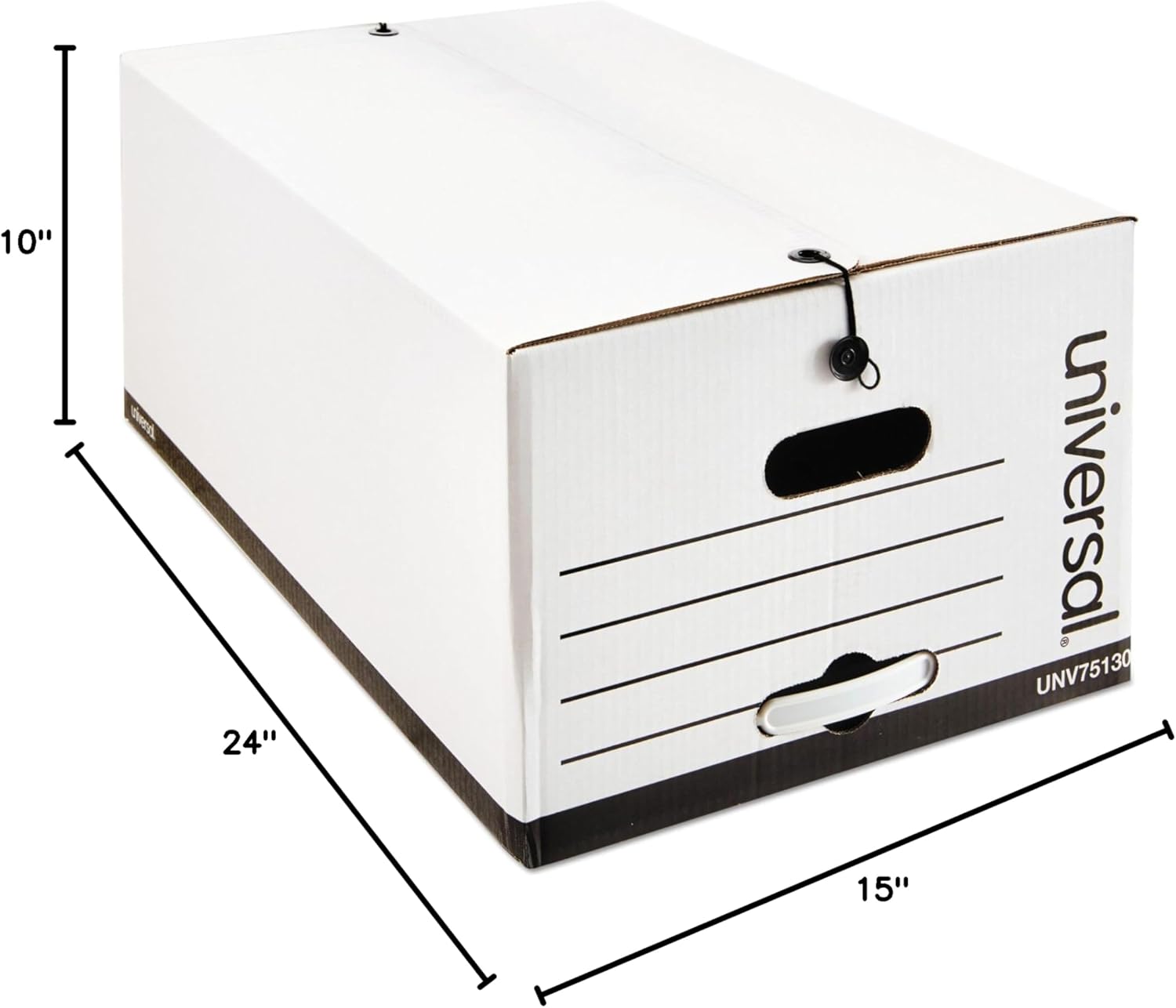 Universal Economy Storage Box with Tie Closure, Legal, Fiberboard, White, 12/Carton (75130)