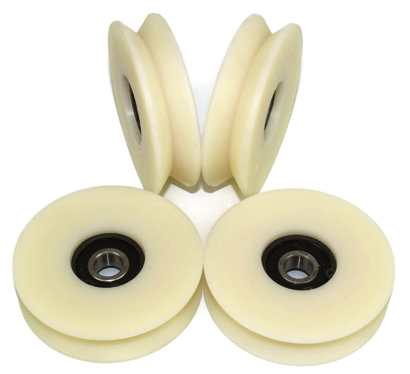Lot de 4 poulies en nylon polyamide pour portail coulissant, diamètre de 80 mm, avec rainure en V à 90°, Fabriqué en UE