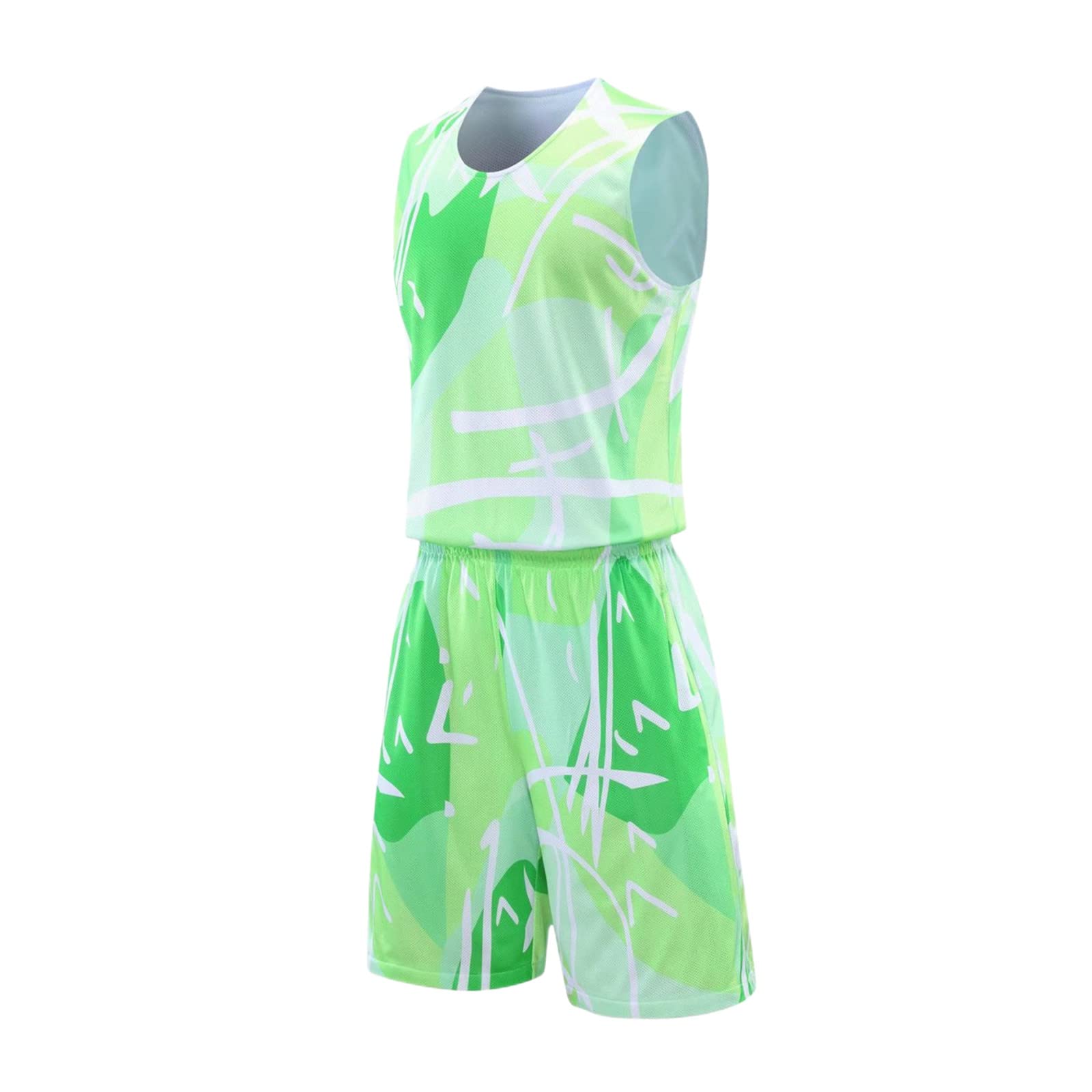 Topeter Reversible Basketball Uniforms, Athletic Sportswear Shirt, Running Shorts for Sports Training(Green 3XL)