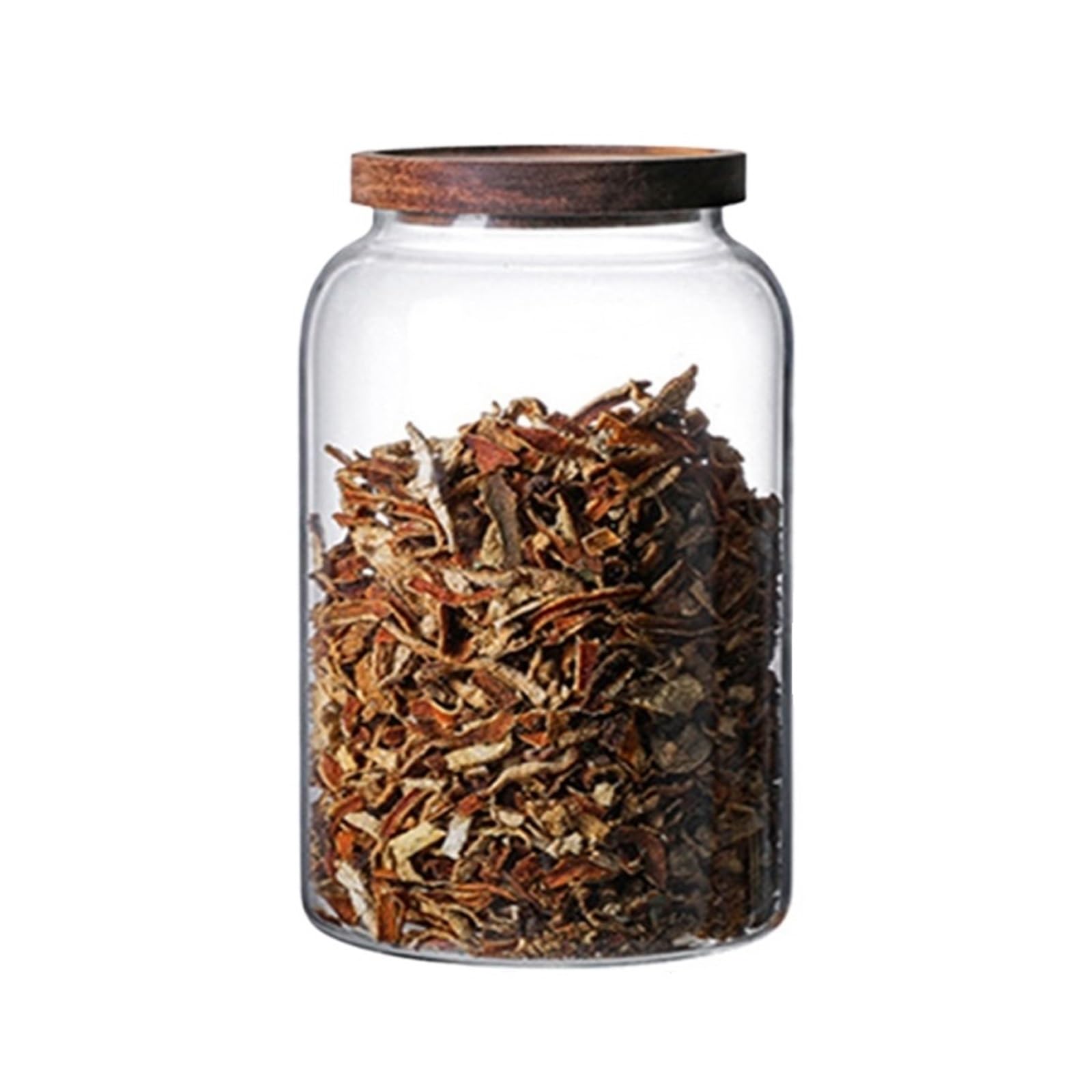 Versiegeltes Vorratsglas aus Glas, 1.2/2/2.8L, Holzdeckel | Borosilikatglas mit Deckel und Silikonring für Kaffeebohnen, Reis, Mehl, Zucker und Tierfutter(2.8L)