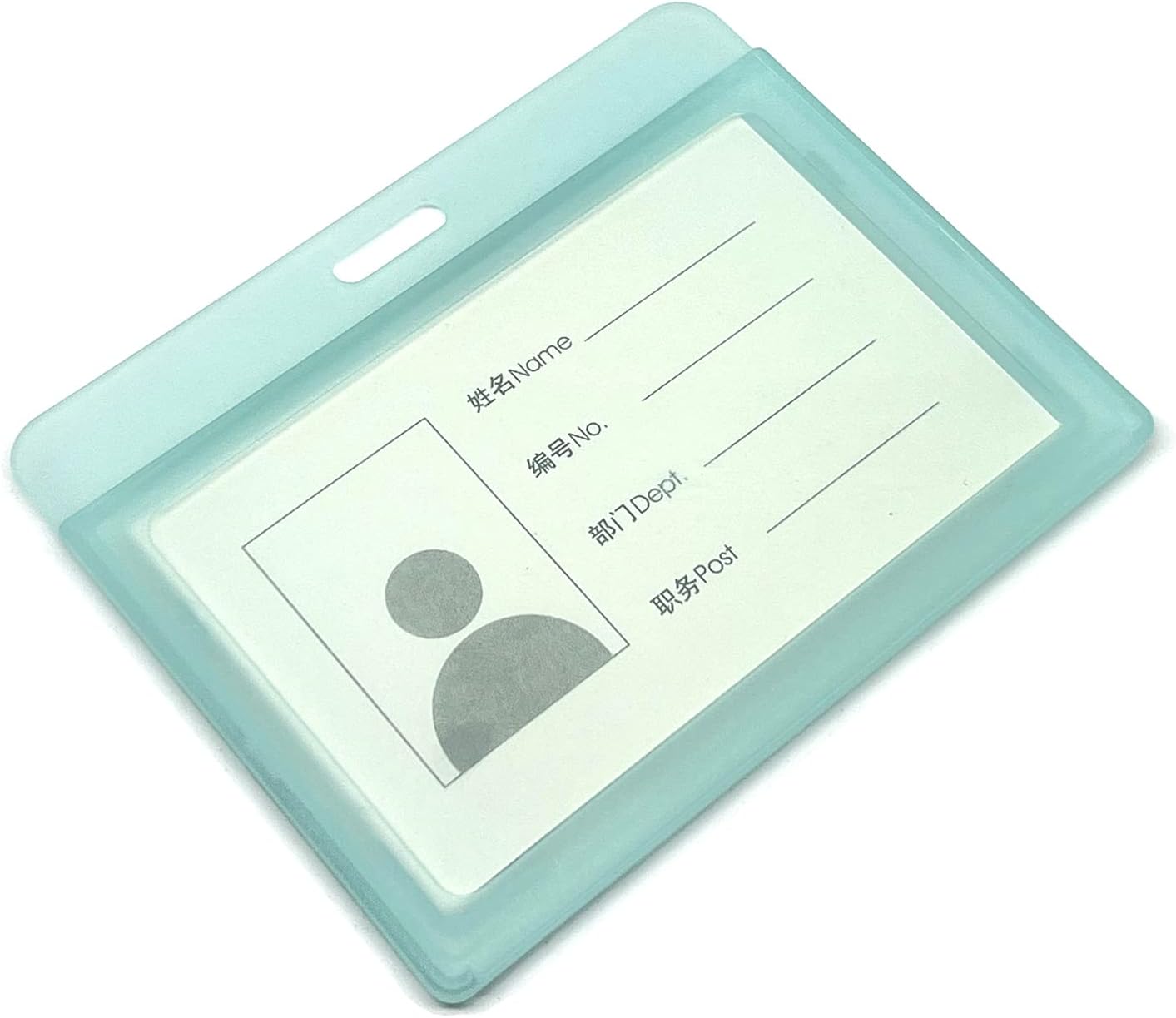 Bluemoona 5 Pcs - Hard Plastic ID Name Card Holder Badge Horizontal Clear Transparent Business Working Staff Cards (Blue)