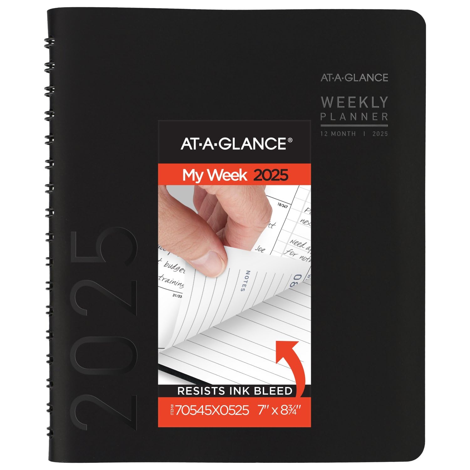 AT-A-GLANCE Agenda 2025, mensile, 17,8 x 21,9 cm, media, contemporanea lite, nero (70545X0525)