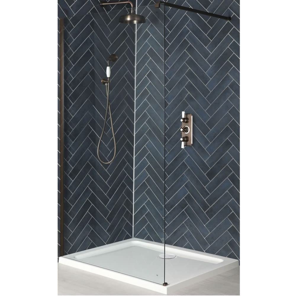 Milano Bronze/White Rosso Matte Wet Room Shower Enclosure Tray - 1400Mm X 700Mm