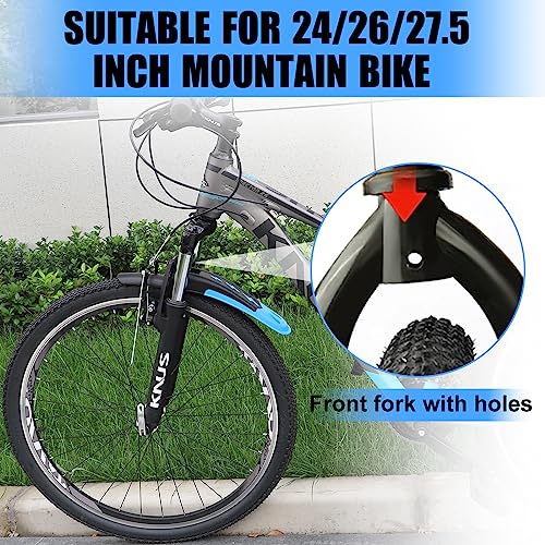 Meghna 2-Piece Universal Bicycle Mudguard Set, Full Cover Bike Fender Set, 24-29 Inch for MTB Road Bike, Mountain Bike, Black and Blue - Image 3