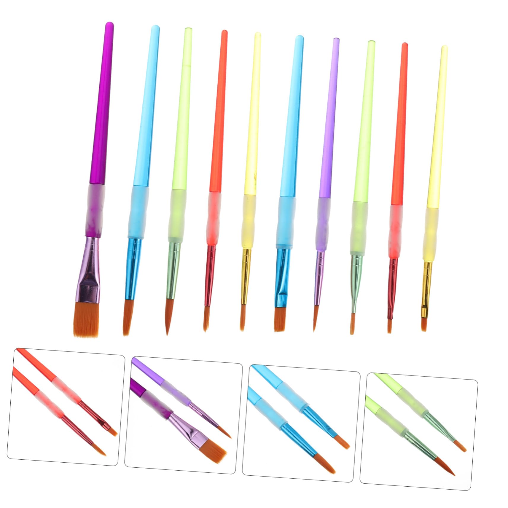 VILLCASE 3 Series Pluma De Pintura Cepillo De Pelo De Pintura Cepillo De Acuarela Brocha Pincel De Acuarela De Aceite Pincel De De Arte o De El Plastico 10 Piezas*3