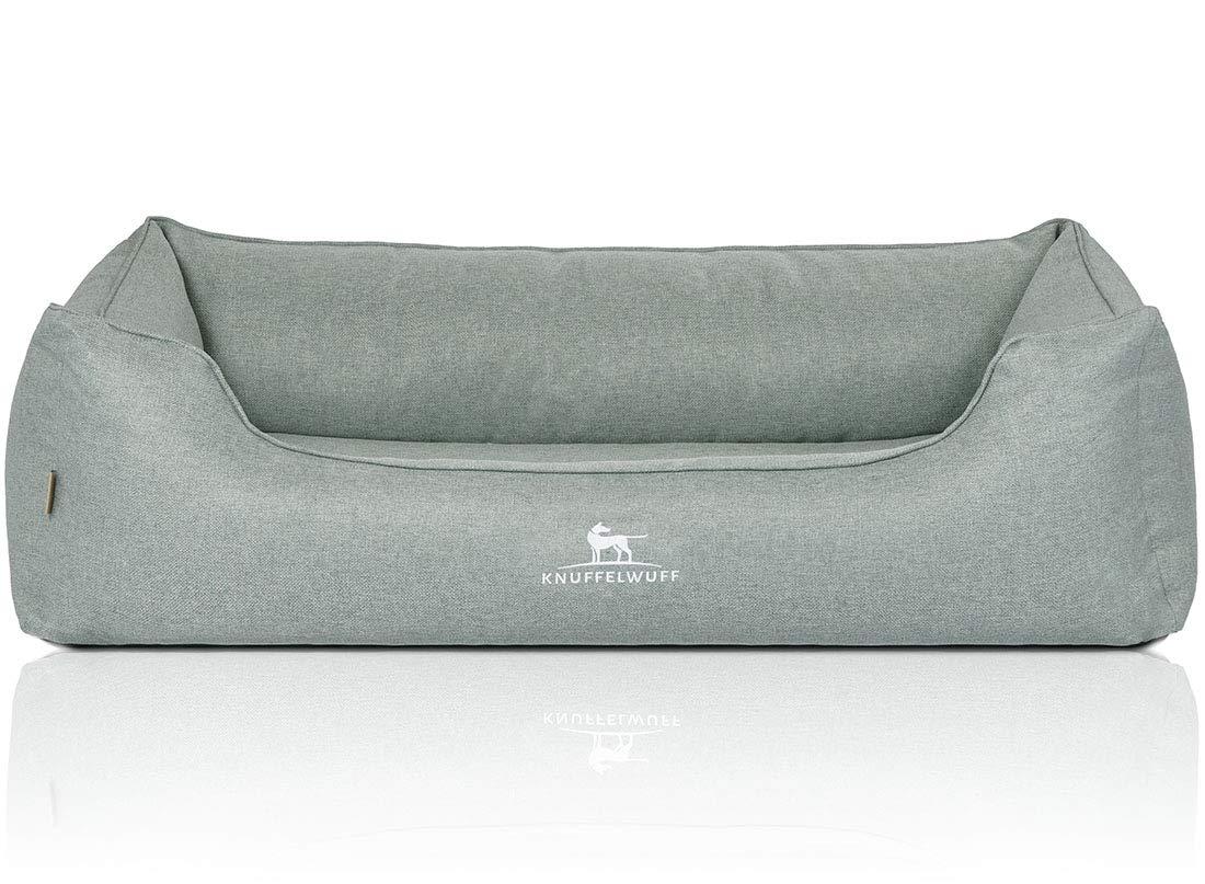 Knuffelwuff Orthopädisches Hundebett Luisa aus Velours mit feinem Handwebcharakter Sunshine Edition XL 105 x 75cm Petrol - abnehmbarer Bezug - waschbar - für große, mittelgroße und kleine Hunde
